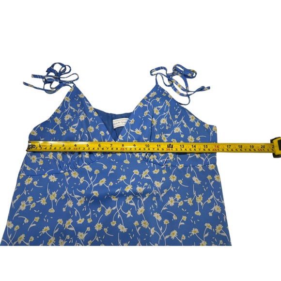 Blues & Greys Babydoll Dress Womens Sz L Retro Fairy Coquette Flowy Floral Cute - Picture 3 of 9